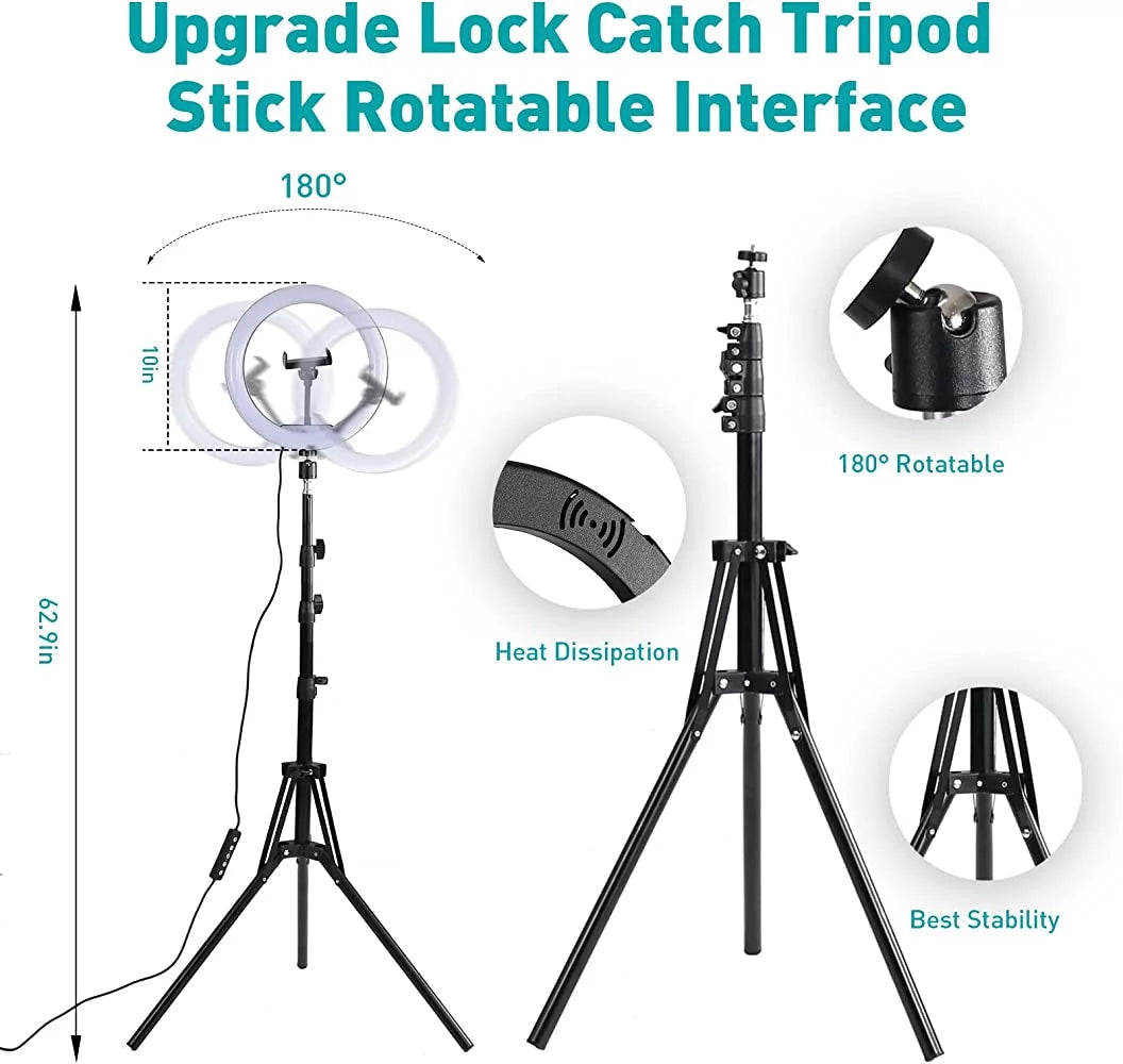 13-Inch RGB Selfie Ring Light with Tripod Stand and Phone Holder, Featuring 26 Modes, 10 Brightness Levels, 120 Dimmable LED Bulbs for Live Streaming, Makeup, YouTube Videos, and Photography