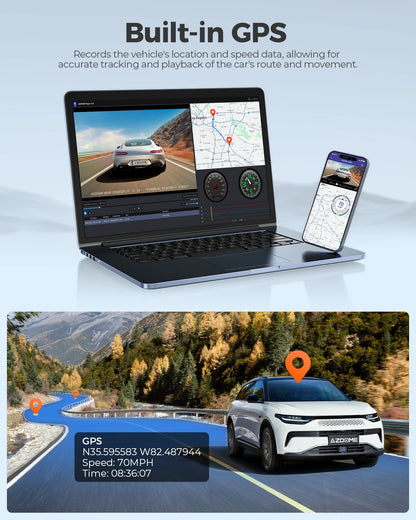 Dash Cam M550 4K+1080P Built-In GPS Wifi Car Dash Camera Front inside Rear 3 Way IR Night Vision Car DVR Support Rear Cam