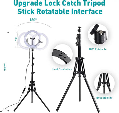 13-Inch RGB Selfie Ring Light with Tripod Stand and Phone Holder, Featuring 26 Modes, 10 Brightness Levels, 120 Dimmable LED Bulbs for Live Streaming, Makeup, YouTube Videos, and Photography