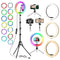 13-Inch RGB Selfie Ring Light with Tripod Stand and Phone Holder, Featuring 26 Modes, 10 Brightness Levels, 120 Dimmable LED Bulbs for Live Streaming, Makeup, YouTube Videos, and Photography