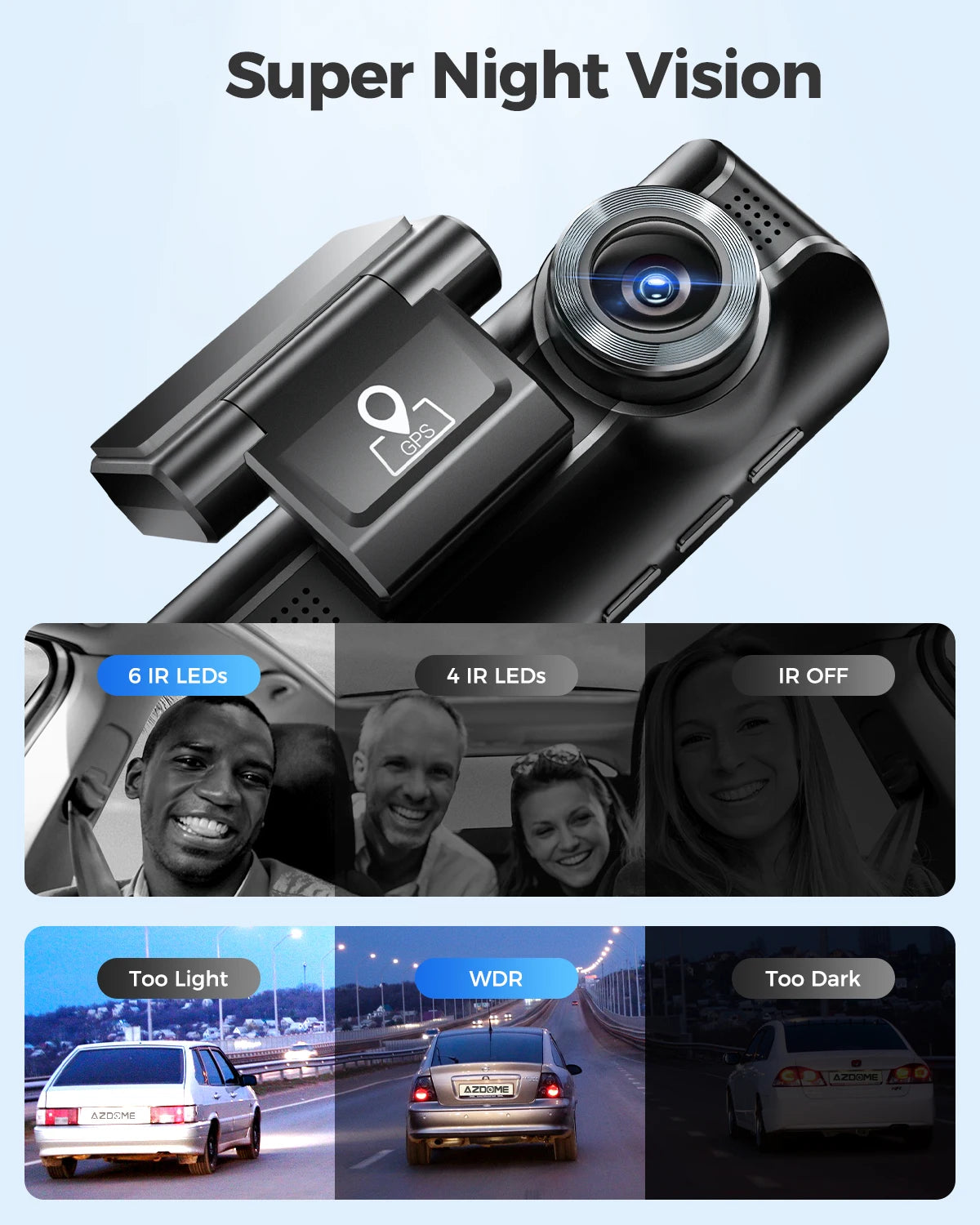 Dash Cam M550 4K+1080P Built-In GPS Wifi Car Dash Camera Front inside Rear 3 Way IR Night Vision Car DVR Support Rear Cam